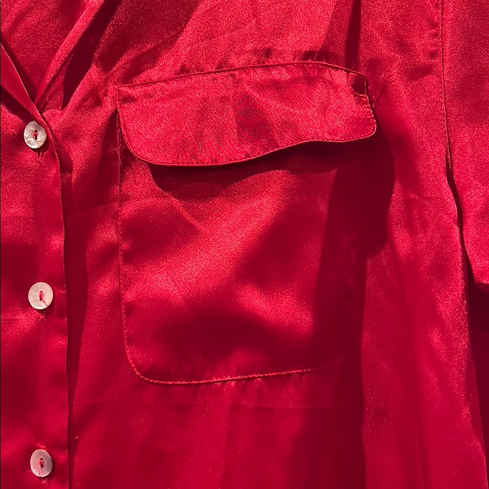 Croft & Barrow Red Satin Blouse - Picture 3 of 11